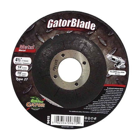 Gator Finishing Gator 4-1/2 in. D X 7/8 in. Metal Grinding Wheel 9615